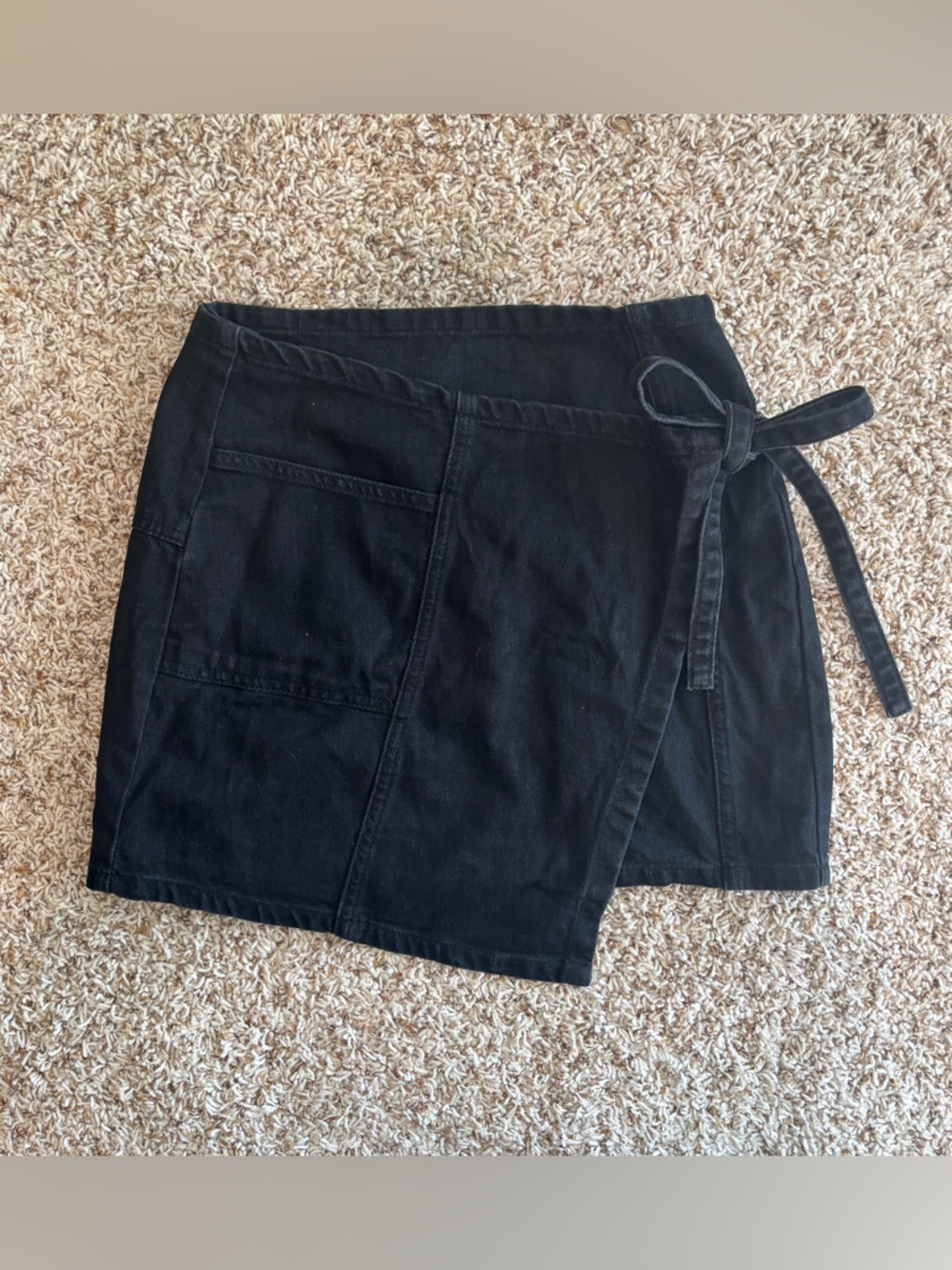 BDG Black Wrap Mini Skirt Tie Front Utility Denim Size L